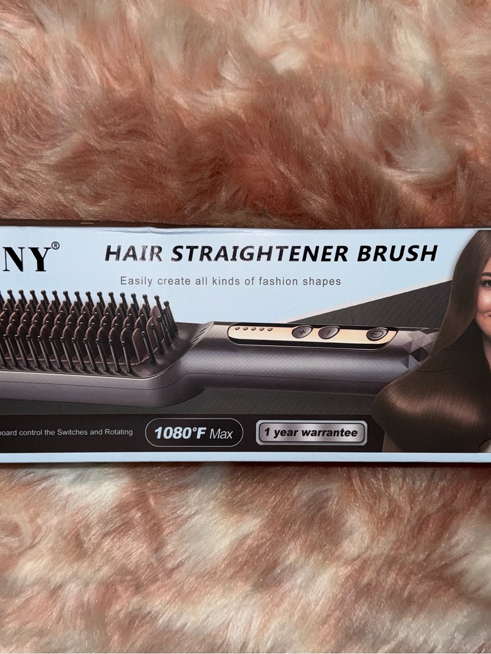 Hair Straightener Brush in Black -